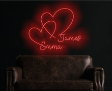 Load image into Gallery viewer, Hearts wedding neon sign, Double Heart Neon Signs, Custom heart Neon Sign, Twin Heart LED Neon Sign, Wedding Party Decor Sign, Bedroom Desktop Neon Decor, Gift Apartment Decor