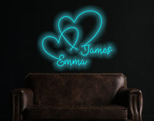 Load image into Gallery viewer, Hearts wedding neon sign, Double Heart Neon Signs, Custom heart Neon Sign, Twin Heart LED Neon Sign, Wedding Party Decor Sign, Bedroom Desktop Neon Decor, Gift Apartment Decor