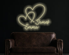 Load image into Gallery viewer, Hearts wedding neon sign, Double Heart Neon Signs, Custom heart Neon Sign, Twin Heart LED Neon Sign, Wedding Party Decor Sign, Bedroom Desktop Neon Decor, Gift Apartment Decor
