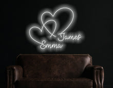 Load image into Gallery viewer, Hearts wedding neon sign, Double Heart Neon Signs, Custom heart Neon Sign, Twin Heart LED Neon Sign, Wedding Party Decor Sign, Bedroom Desktop Neon Decor, Gift Apartment Decor