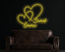 Load image into Gallery viewer, Hearts wedding neon sign, Double Heart Neon Signs, Custom heart Neon Sign, Twin Heart LED Neon Sign, Wedding Party Decor Sign, Bedroom Desktop Neon Decor, Gift Apartment Decor