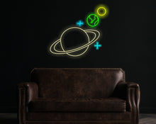 Load image into Gallery viewer, Planet saturn neon lights, Jupiter Neon Light, earth planet neon sign, sun neon sign, Galactic Glow neon sign