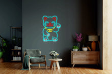 Load image into Gallery viewer, Maneki Neko Neon, Money Cat Maneki neko - LED light neon sign, neon lamp beckoning cat, welcoming neon cat
