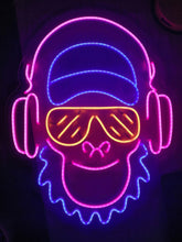 Load image into Gallery viewer, Monkey with headphones neon sign,neon sign monkey, neon sign for karaoke bar neonartUA