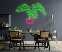 Load image into Gallery viewer, Monstera neon sign, tropical plants neon sign, flowers neon sign