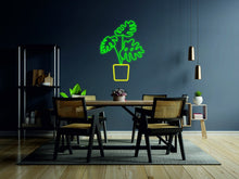 Load image into Gallery viewer, Monstera Plant Neon Sign, Tropical Leaf Neon Sign, Potted Plant Neon Sign Yellow