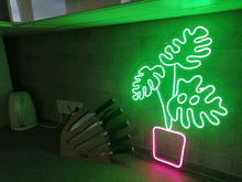 Load image into Gallery viewer, Monstera Plant Neon Sign, Tropical Leaf Neon Sign, Potted Plant Neon Sign