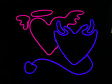 Load image into Gallery viewer, Neon sign Valentine's Day, angel and devil neon sign, The Heart of Angels and Demons Custom Neon Sign, Custom neon sign Angel and Devil Led Heart