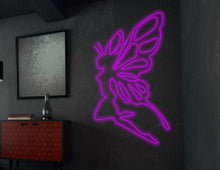 Load image into Gallery viewer, Fairy neon sign, female fairy neon sign, girl with wings neon sign, anime neon sign, angel neon sign, butterfly neon sign, butterflywoman