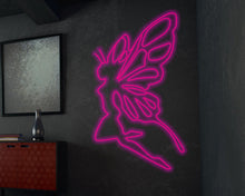 Load image into Gallery viewer, Fairy neon sign, female fairy neon sign, girl with wings neon sign, anime neon sign, angel neon sign, butterfly neon sign, butterfly woman neom sign