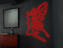 Load image into Gallery viewer, Fairy neon sign, female fairy neon sign, girl with wings neon sign, anime neon sign, angel neon sign, butterfly neon sign, butterfly woman neom sign