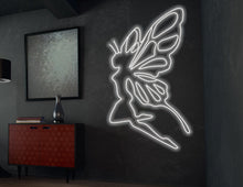 Load image into Gallery viewer, Fairy neon sign, female fairy neon sign, girl with wings neon sign, anime neon sign, angel neon sign, butterfly neon sign, butterfly woman neom sign