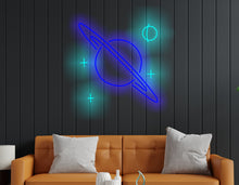 Load image into Gallery viewer, Planet saturn Neon Sign, Saturn Planet neon sign, Planet Galaxy Neon Signs, Space led neon sign, custom Saturn led decor, Space led neon