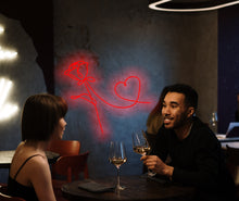 Load image into Gallery viewer, Rose and Heart Neon Sign, rose neon sign, flowers neon sign, valentins days neon sign