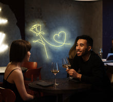 Load image into Gallery viewer, Rose and Heart Neon Sign, rose neon sign, flowers neon sign, valentins days neon sign