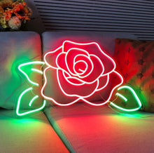 Load image into Gallery viewer, Neon rose sign, Floral neon sign, Flower neon sign, Romantic neon sign, Wall-mounted neon sign