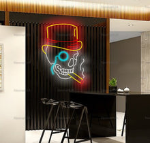 Load image into Gallery viewer, Skull Neon Sign, Skeleton Neon sign, Skull and Crossbones Neon sign, Pirate Skull Neon signn, Death's Head Neon sign