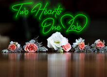 Load image into Gallery viewer, Two hearts one love Neon sign, gift for Valentine's Day, wedding neon sign