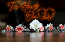 Load image into Gallery viewer, Two hearts one love Neon sign, gift for Valentine's Day, wedding neon sign