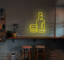 Load image into Gallery viewer, whisky bootle neon sign bar neon sign whisky glass wall decor, neon light, whisky wall decor, neon bedroom Decor, neon sign wall art