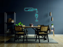 Load image into Gallery viewer, Wine bottle with a glass - LED neon sign for restaurant, neon light lamp for bar neonartUA