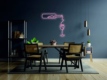 Load image into Gallery viewer, Wine bottle with a glass - LED neon sign for restaurant, neon light lamp for bar neonartUA