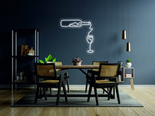 Load image into Gallery viewer, Wine bottle with a glass - LED neon sign for restaurant, neon light lamp for bar neonartUA