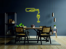 Load image into Gallery viewer, Wine bottle with a glass - LED neon sign for restaurant, neon light lamp for bar neonartUA