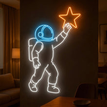 Load image into Gallery viewer, Astronaut Reaching Star neon sign, Space Explorer neon sign, Cosmic Astronaut neon sign Multicolor
