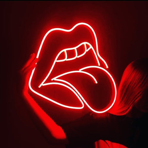 lips and tongue neon sign