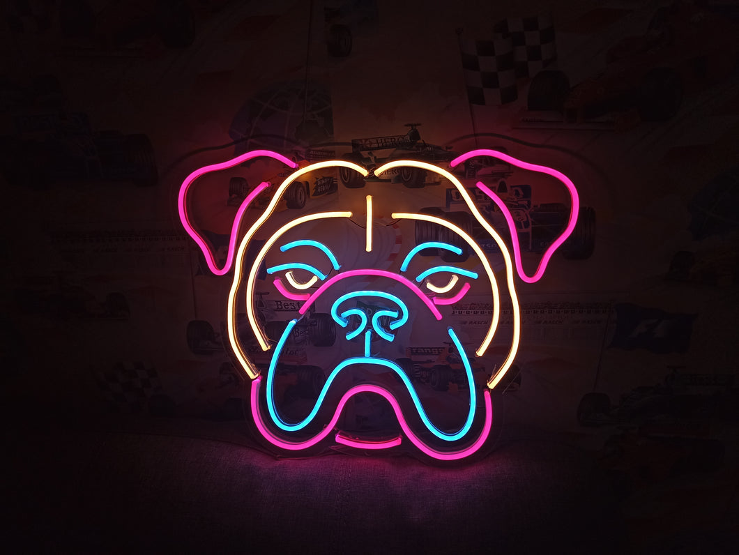 Neon bulldog sign, Custom neon sign bulldog, Bulldog neon light