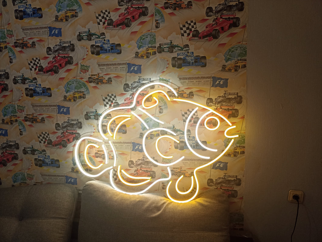 Clownfish neon sign, clown fish neon light, Nemo neon sign, clownfish LED sign, aquarium neon sign, tropical fish neon light, ocean theme neon sign, fish tank neon light, orange fish neon sign, sea life neon sign