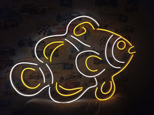 Load image into Gallery viewer, Clownfish neon sign, clown fish neon light, Nemo neon sign, clownfish LED sign, aquarium neon sign, tropical fish neon light, ocean theme neon sign, fish tank neon light, orange fish neon sign, sea life neon sign
