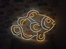 Load image into Gallery viewer, Clownfish neon sign, clown fish neon light, Nemo neon sign, clownfish LED sign, aquarium neon sign, tropical fish neon light, ocean theme neon sign, fish tank neon light, orange fish neon sign, sea life neon sign
