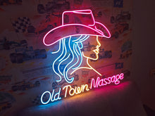 Load image into Gallery viewer, Cowgirl neon sign, girl in a cowboy hat led neon light,woman with a star earring light up sign
