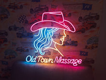 Load image into Gallery viewer, Cowgirl neon sign, girl in a cowboy hat led neon light,woman with a star earring light up sign
