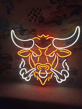 Load image into Gallery viewer, Bull head neon sign, longhorn bull neon sign, cow head neon sign
