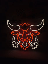Load image into Gallery viewer, Bull head neon sign, longhorn bull neon sign, cow head neon sign
