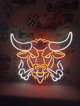 Load image into Gallery viewer, Bull head neon sign, longhorn bull neon sign, cow head neon sign
