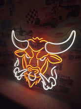 Load image into Gallery viewer, Bull head neon sign, longhorn bull neon sign, cow head neon sign

