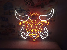 Load image into Gallery viewer, Bull head neon sign, longhorn bull neon sign, cow head neon sign
