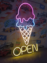 Load image into Gallery viewer, Ice Cream Neon Sign, Ice Cream open Led Sign Summer vibes neon sign, Frozen delights neon sign (Copy)

