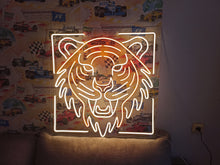 Load image into Gallery viewer, Neon Tiger, Tiger head Neon Sign, Anime LED Tiger neon lights sign, saber-toothed tiger neon sign, tiger&#39;s head on fire neon sign, tiger
