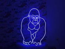 Load image into Gallery viewer, Gorilla neon sign, Gorilla face neon light, body silhouette gorilla neon, Neon sign with gorilla, Monkey face with open mouth neon light
