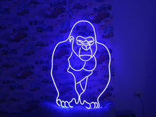 Load image into Gallery viewer, Gorilla neon sign, Gorilla face neon light, body silhouette gorilla neon, Neon sign with gorilla, Monkey face with open mouth neon light
