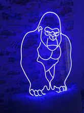 Load image into Gallery viewer, Gorilla neon sign, Gorilla face neon light, body silhouette gorilla neon, Neon sign with gorilla, Monkey face with open mouth neon light
