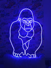 Load image into Gallery viewer, Gorilla neon sign, Gorilla face neon light, body silhouette gorilla neon, Neon sign with gorilla, Monkey face with open mouth neon light

