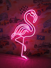 Load image into Gallery viewer, Flamingo Neon Sign – Pink Tropical Neon Light for Bedroom, Bar, Party or Wall Decor
