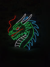 Load image into Gallery viewer, Dragon head neon sign, dragon neon light, neon dragon sign, neon dragon head, LED dragon sign, dragon wall light, neon dragon lamp, dragon head LED sign, glowing dragon sign, neon fantasy sign
