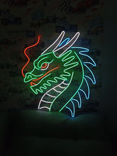 Load image into Gallery viewer, Dragon head neon sign, dragon neon light, neon dragon sign, neon dragon head, LED dragon sign, dragon wall light, neon dragon lamp, dragon head LED sign, glowing dragon sign, neon fantasy sign
